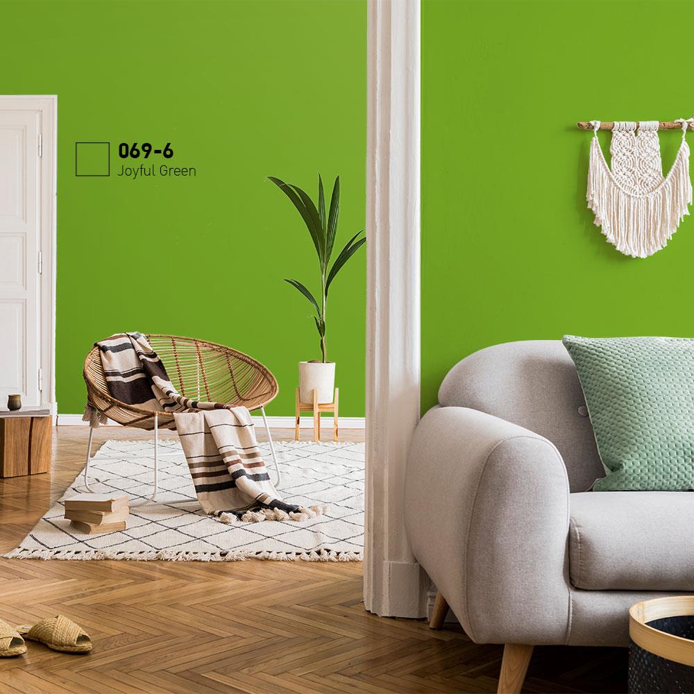 สีน้ำทาภายใน BEGER AIRFRESH GOLD สี JOYFUL GREEN #069-6 กึ่งเงา 9 ลิตร