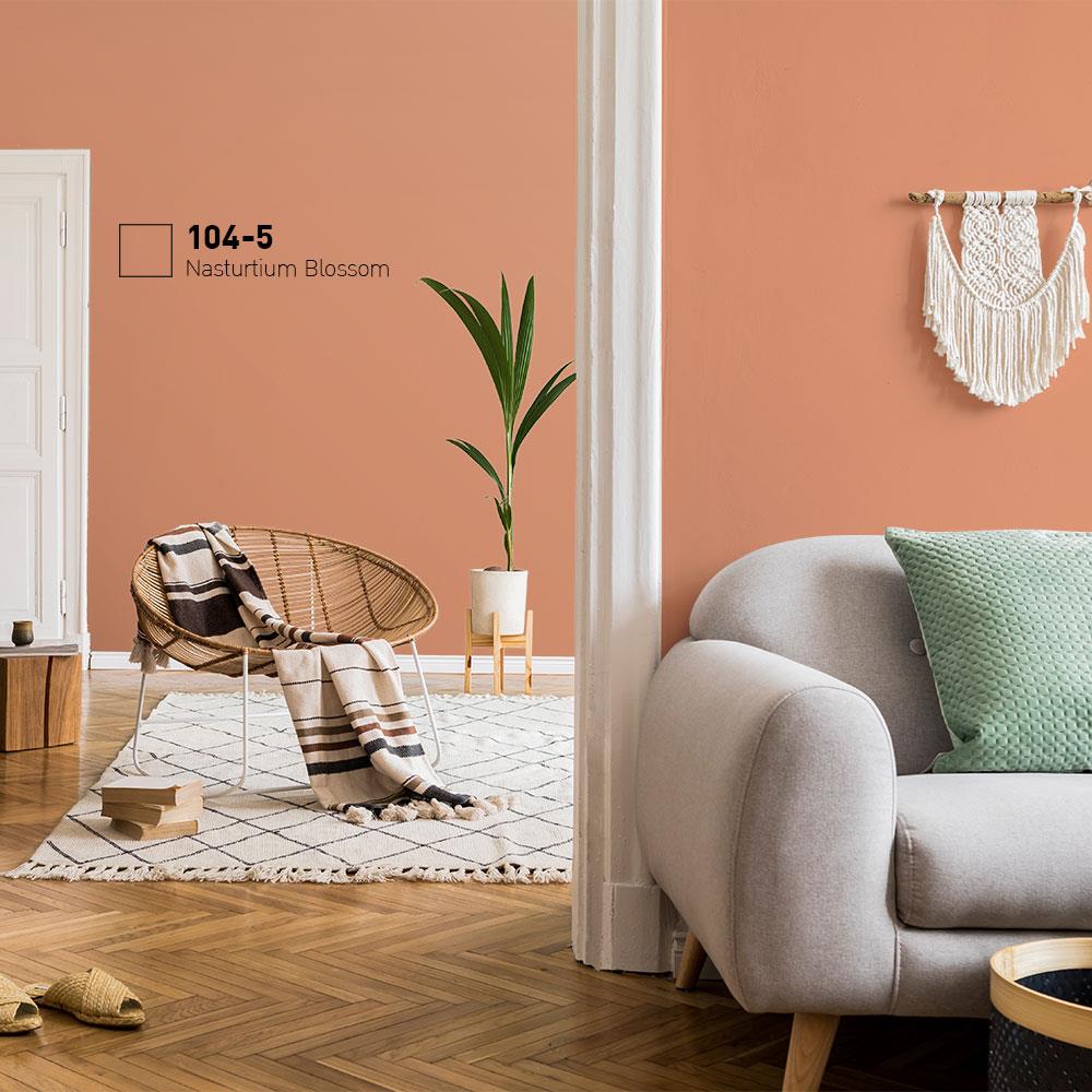 สีน้ำทาภายใน BEGER AIRFRESH GOLD สี NASTURTIUM BLOSSOM #104-5 กึ่งเงา 9 ลิตร