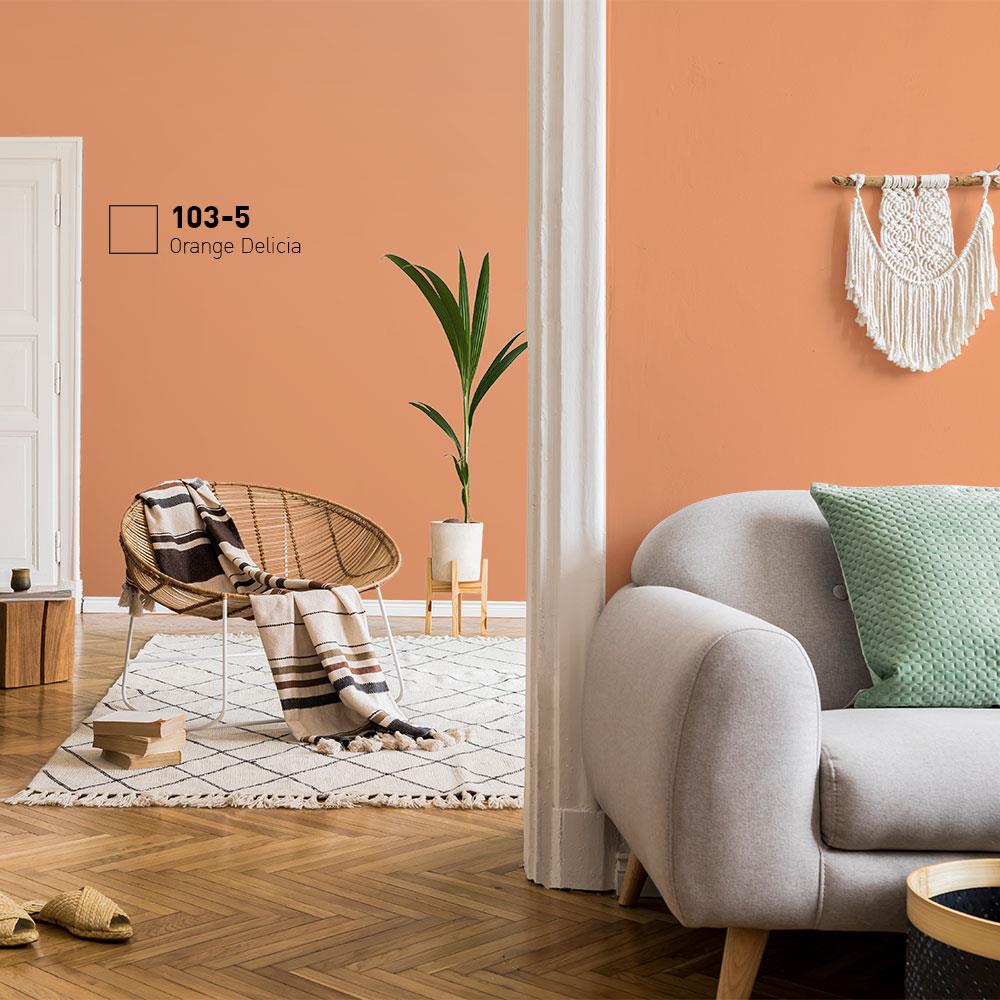 สีน้ำทาภายใน BEGER AIRFRESH GOLD สี ORANGE DELA #103-5 กึ่งเงา 9 ลิตร