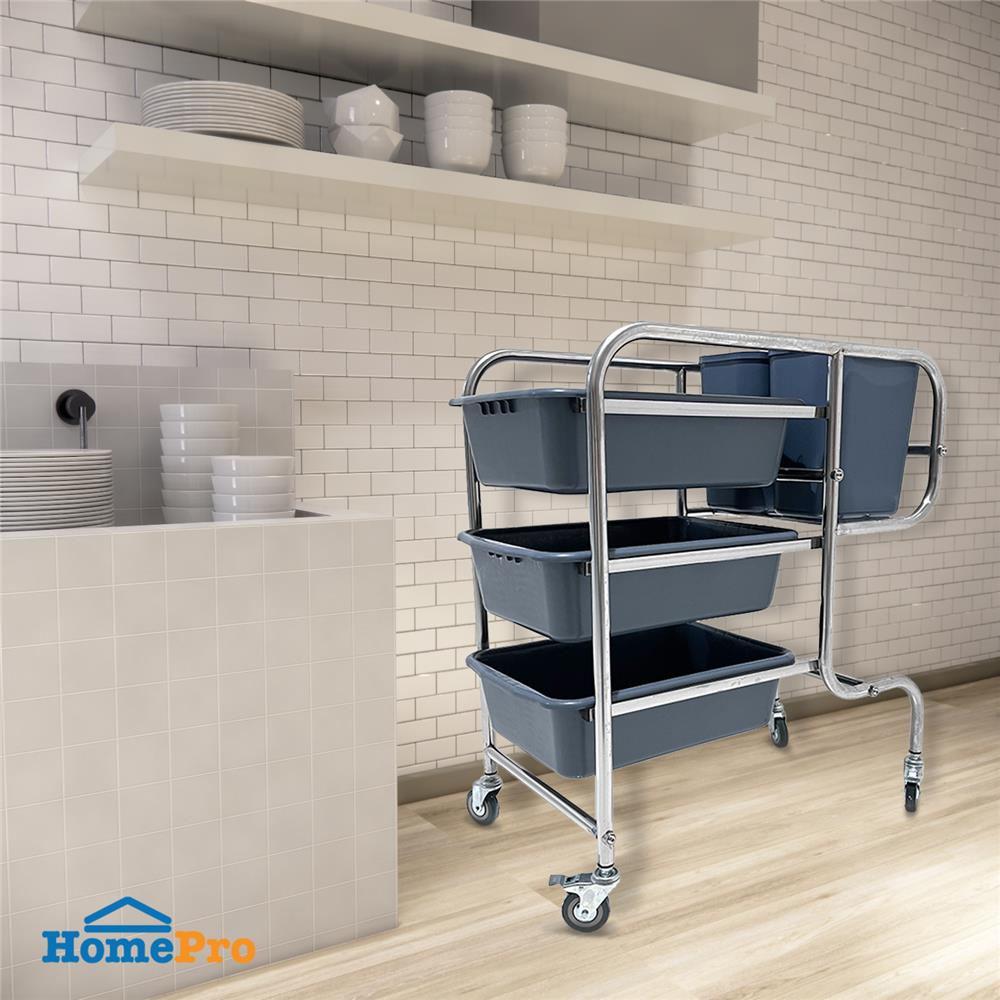 รถเข็น 3 ชั้น STACKO CANTEEN C 85X45.5X90 ซม. สีเทา