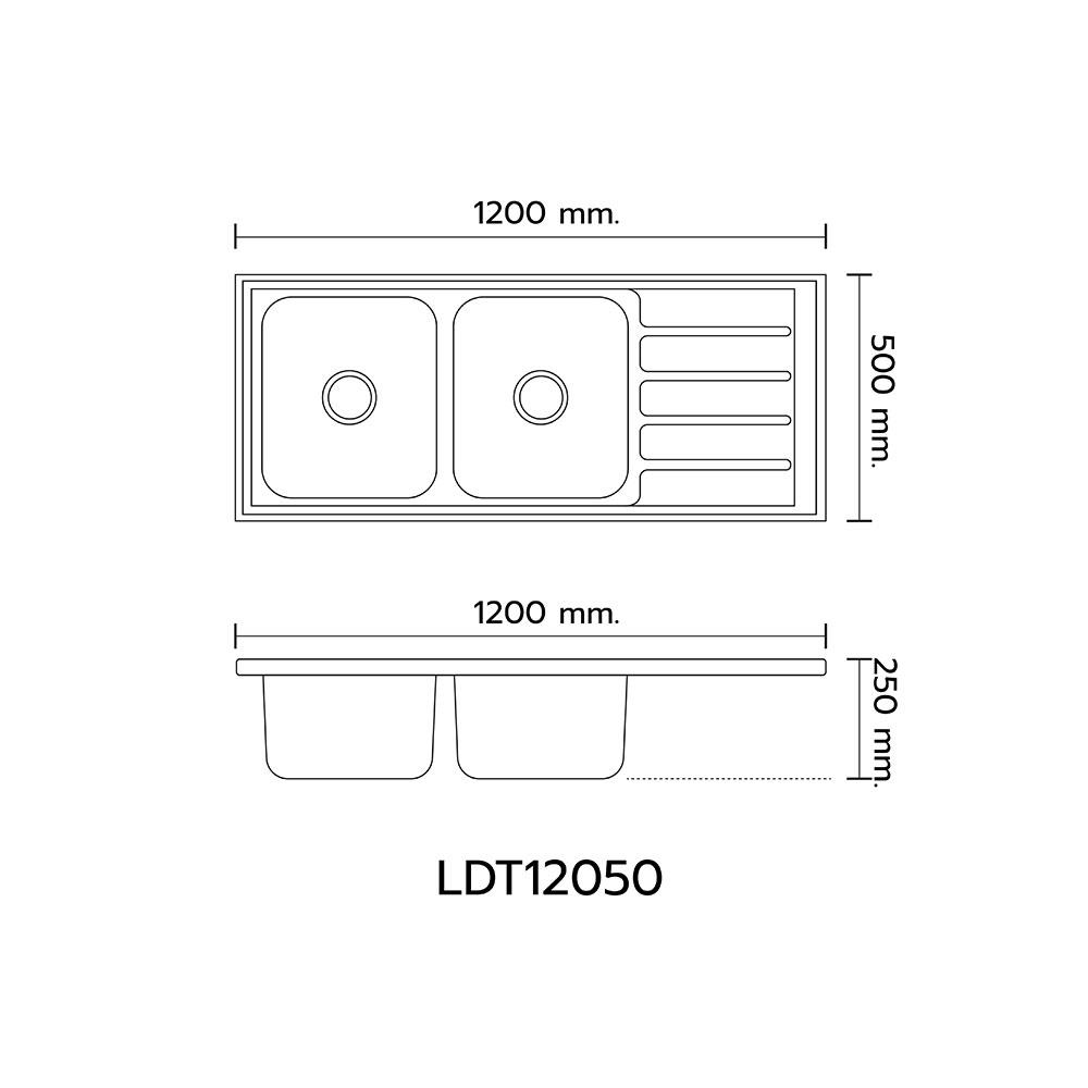 ซิงค์ฝัง 2หลุม 1ที่พัก LTP LDT12050 สเตนเลส