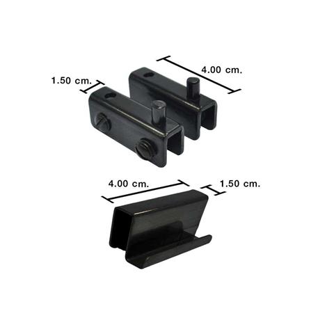 บานพับกระจกเหล็กพร้อมมือจับ DEXZON GH-2040 สีดำ_3