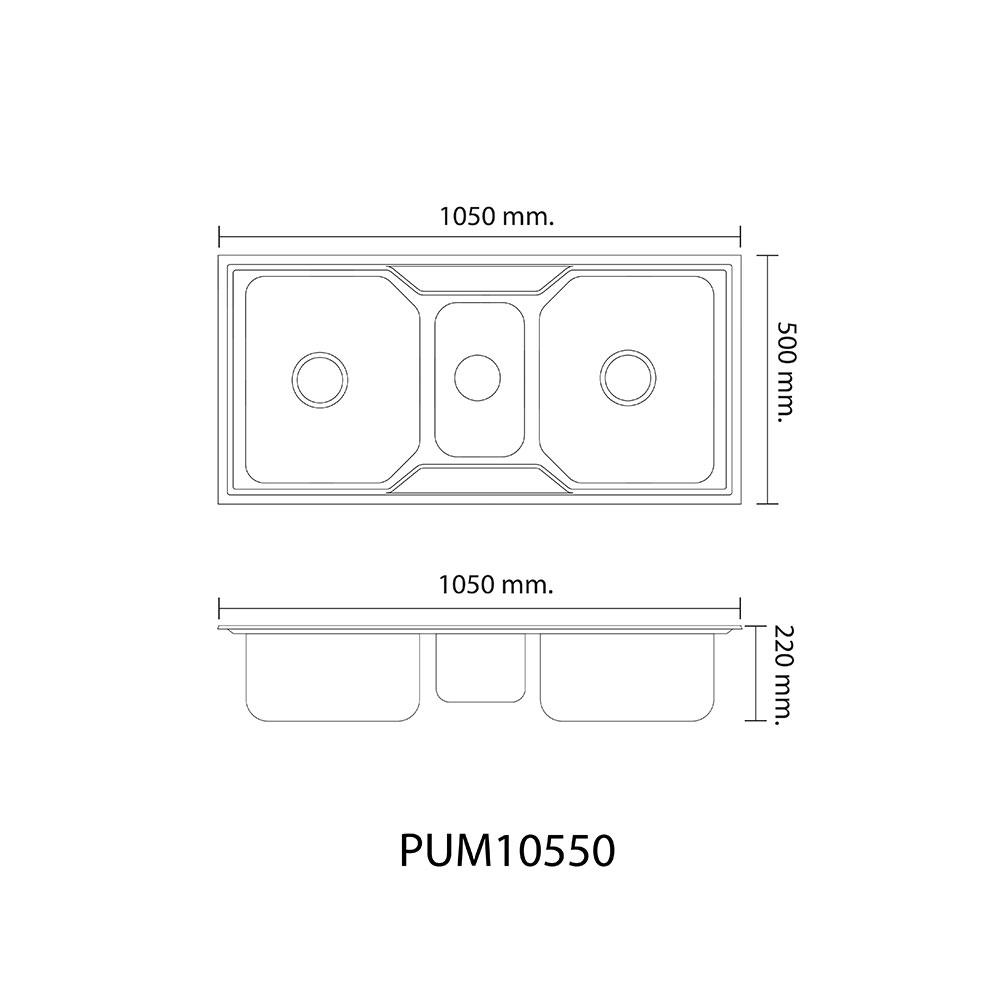 ซิงค์ฝัง 2หลุม LTP PUM10550 สเตนเลส