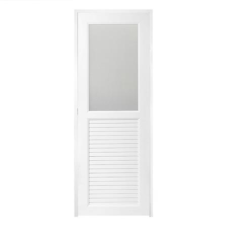 ประตู UPVC AZLE AZ113 GLASS 70X200 ซม. สีขาว พร้อมวงกบ ไม่เจาะลูกบิด
