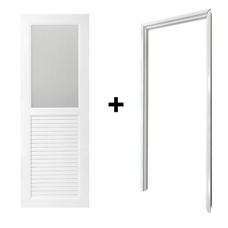 ประตู UPVC AZLE AZ113 GLASS 70X200 ซม. สีขาว พร้อมวงกบ ไม่เจาะลูกบิด_3