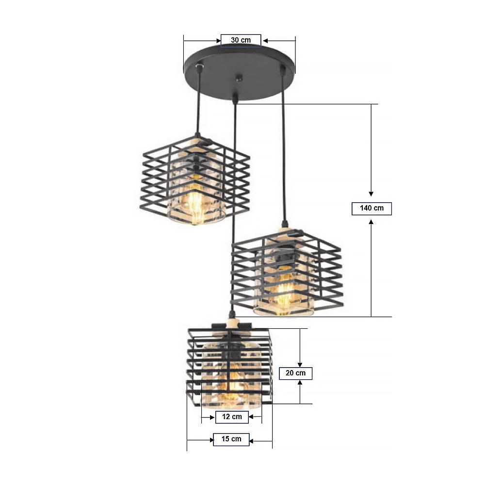 ไฟช่อ CST 3025-3 สีดำ/ชา/น้ำตาล 3 หัว
