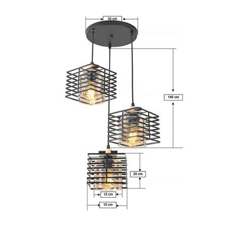 ไฟช่อ CST 3025-3 สีดำ/ชา/น้ำตาล 3 หัว_3