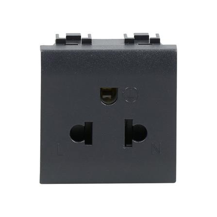 เต้ารับเดี่ยว 3 ขา+ม่านนิรภัย BTICINO AG5025TWT สีดำ