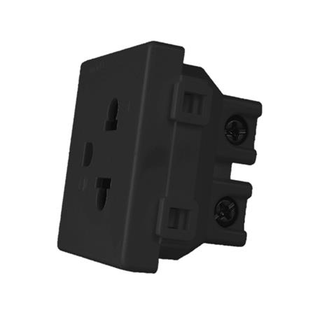 เต้ารับเดี่ยว 3 ขา+ม่านนิรภัย BTICINO AG5025TWT สีดำ_1