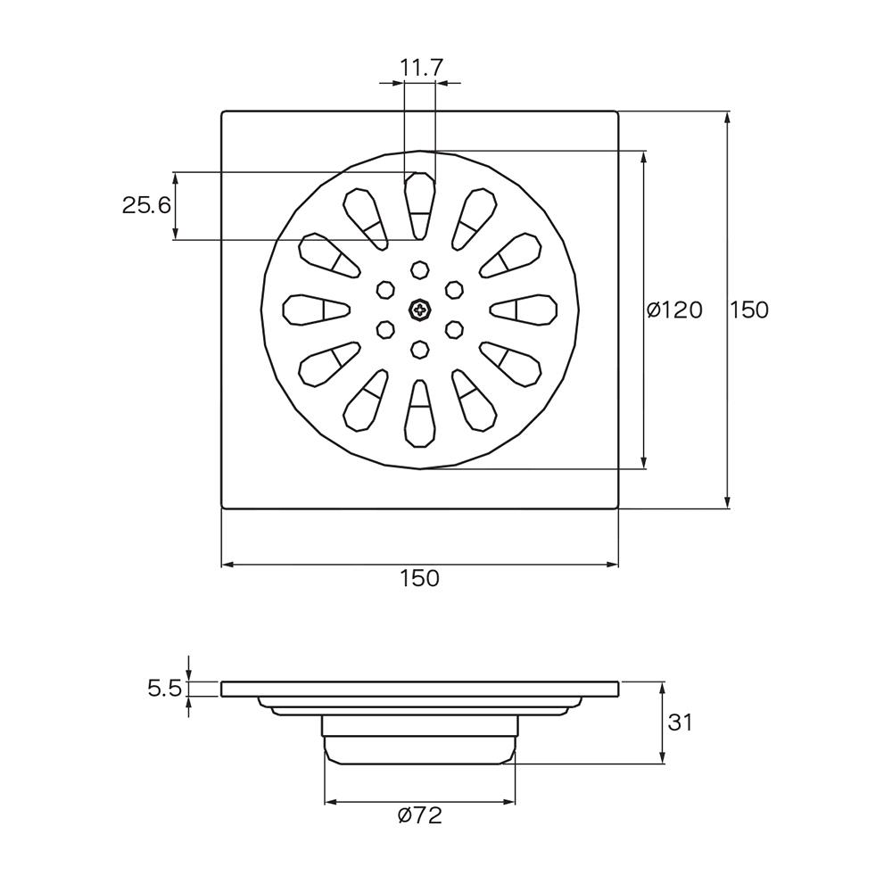ตะแกรงกันกลิ่น WS FD-6301 หน้าแปลน 6 นิ้ว