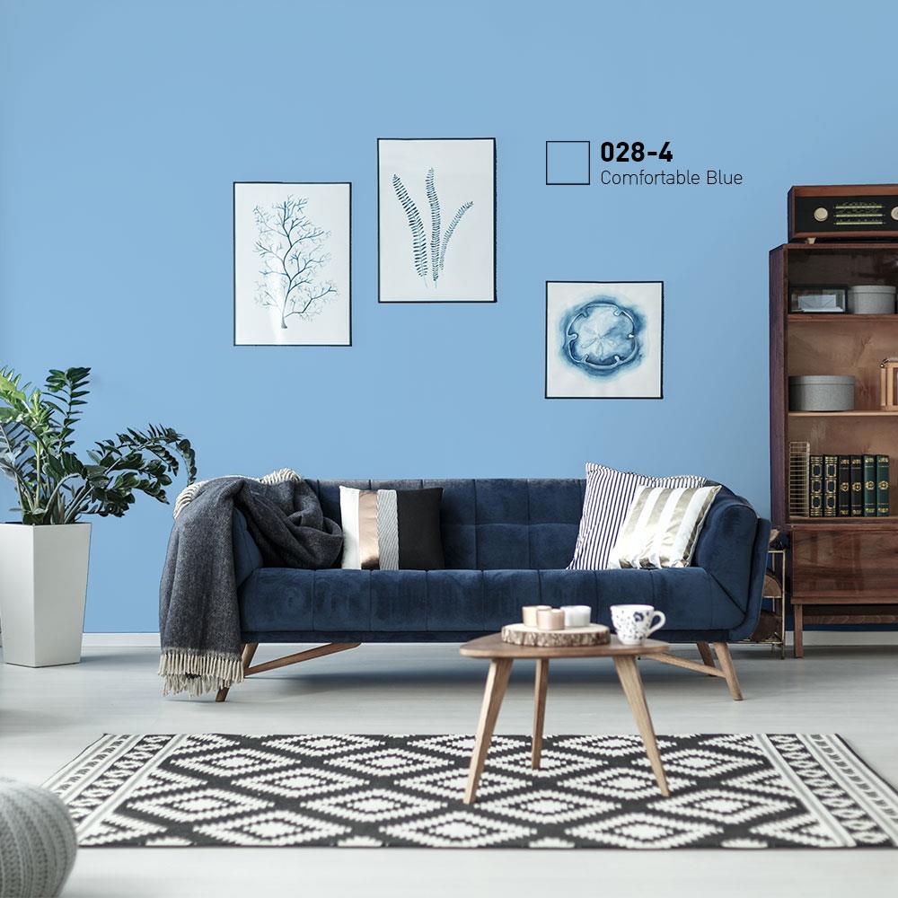 สีน้ำทาภายนอก BEGER COOL DIAMONDSHIELD 10 สี COMFORTABLE BLUE #028-4 กึ่งเงา 9 ลิตร