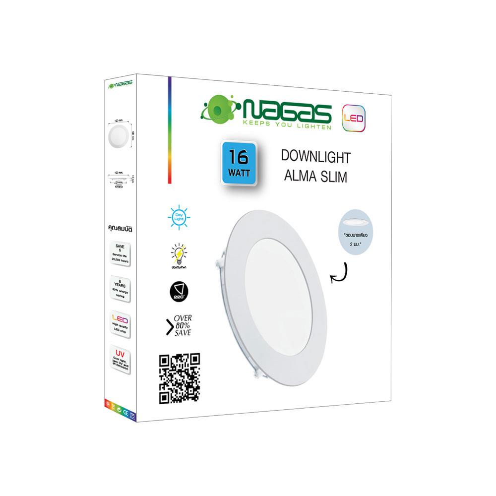 ดาวน์ไลท์ LED NAGAS ALMA SLIM 7.6 นิ้ว 16 วัตต์ DAYLIGHT สีขาว