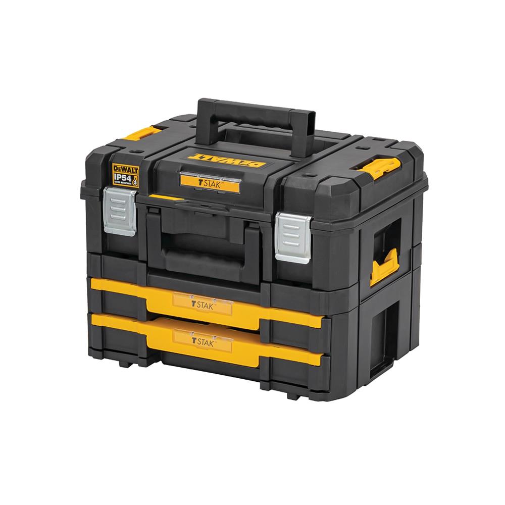 กล่องเครื่องมือพร้อมสองลิ้นชัก DEWALT TSTAK 30 กก. สีดำ/สีเหลือง