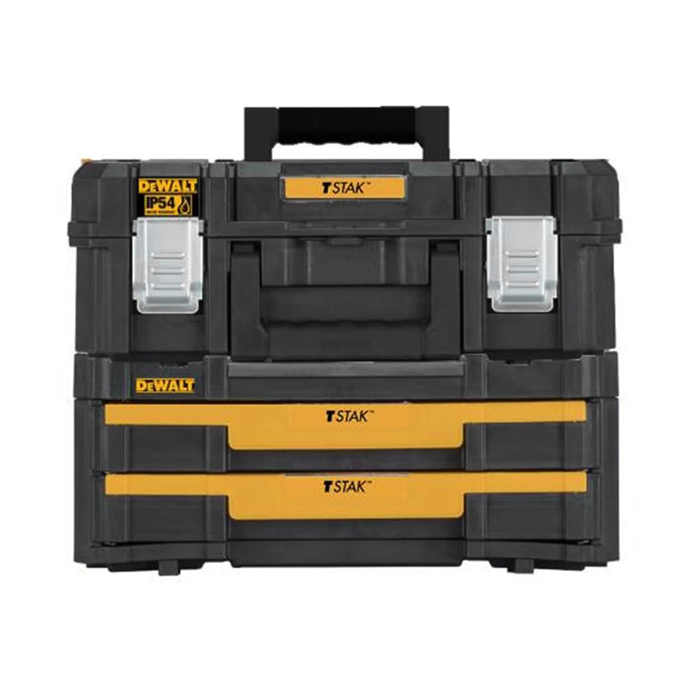 กล่องเครื่องมือพร้อมสองลิ้นชัก DEWALT TSTAK 30 กก. สีดำ/สีเหลือง