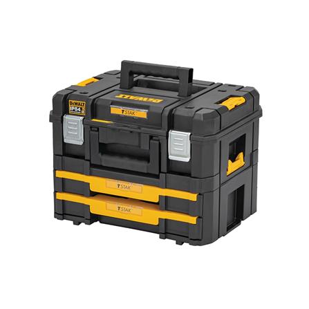 กล่องเครื่องมือพร้อมสองลิ้นชัก DEWALT TSTAK 30 กก. สีดำ/สีเหลือง