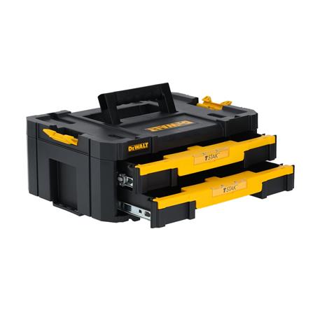 กล่องเครื่องมือพร้อมสองลิ้นชัก DEWALT TSTAK 30 กก. สีดำ/สีเหลือง_2