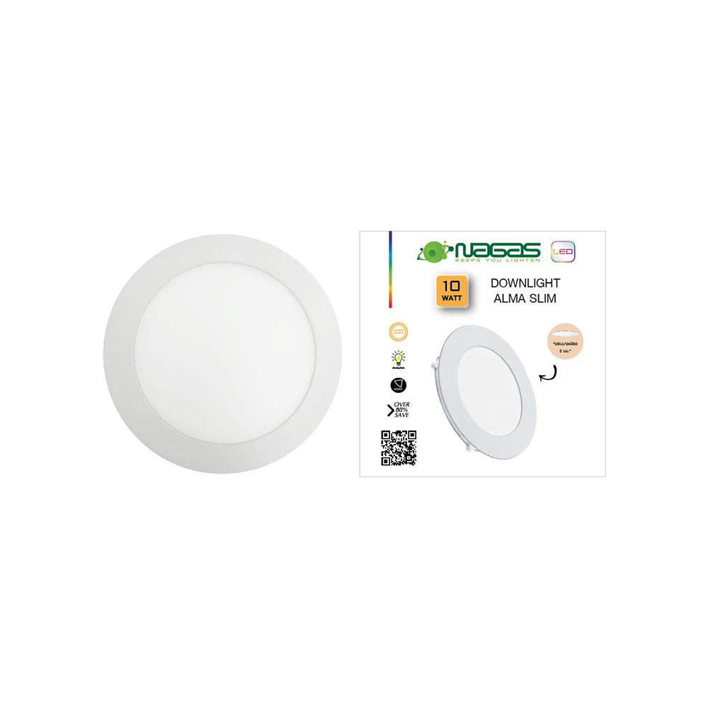 ดาวน์ไลท์ LED NAGAS ALMA SLIM 5.8 นิ้ว 10 วัตต์ WARM WHITE สีขาว