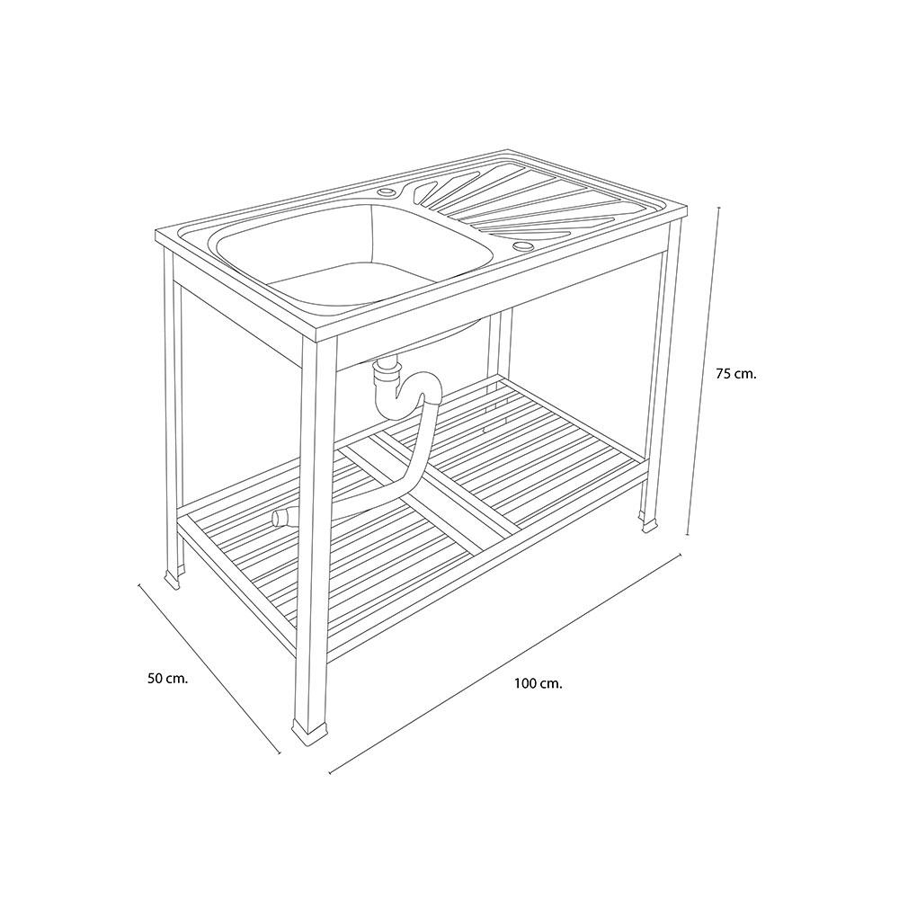 ซิงค์ขาตั้ง 1หลุม 1ที่พัก DYNA HOME FS10050JT สีเงิน