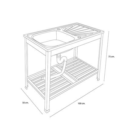 ซิงค์ขาตั้ง 1หลุม 1ที่พัก DYNA HOME FS10050JT สีเงิน_3