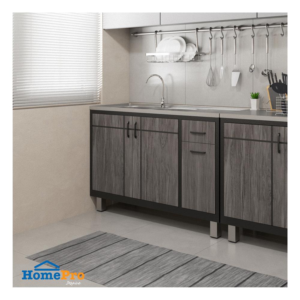 ตู้ตั้งพื้นท็อปซิงค์ 2 หลุม 1 ที่พัก CABIN CHIC 120x85x50 ซม. สี GRAY OAK