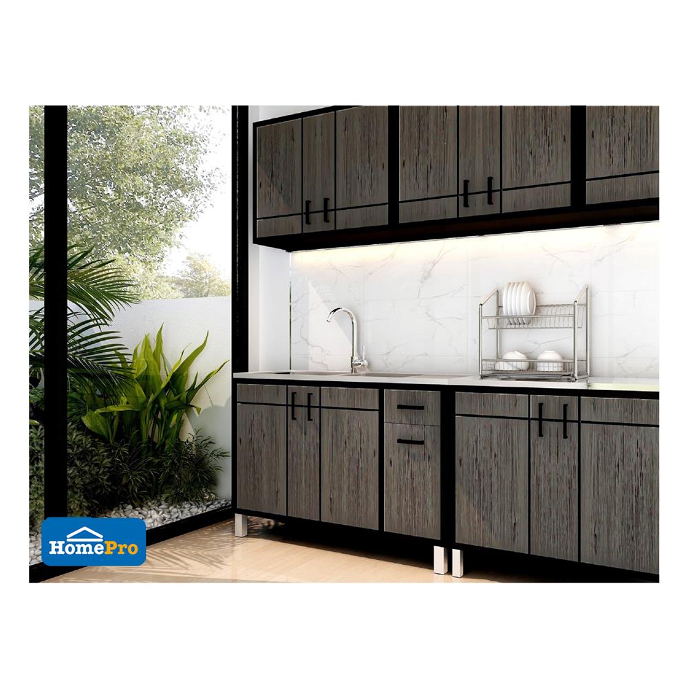 ตู้ตั้งพื้นท็อปซิงค์ 2 หลุม 1 ที่พัก CABIN CHIC 120x85x50 ซม. สี GRAY OAK