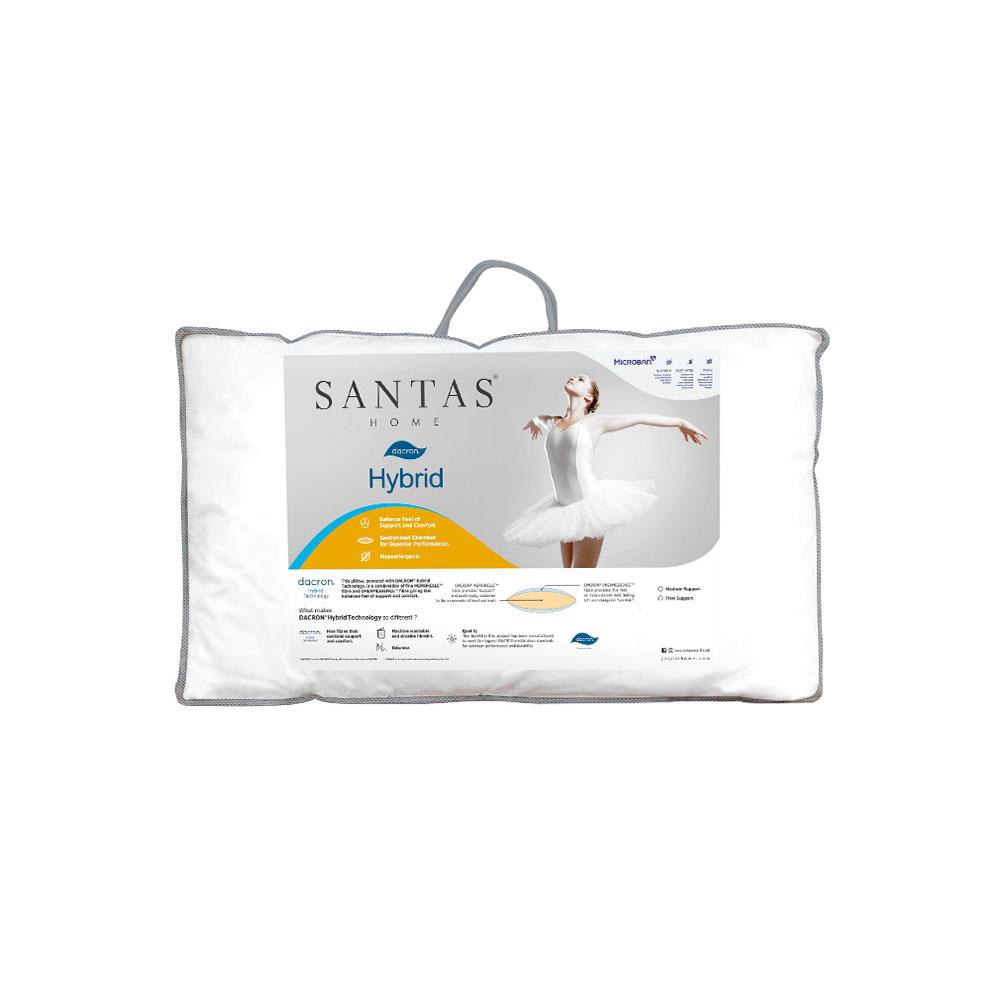 หมอนหนุน ใยสังเคราะห์  SANTAS HYBRID MEDIUM 19x29 นิ้ว สีขาว