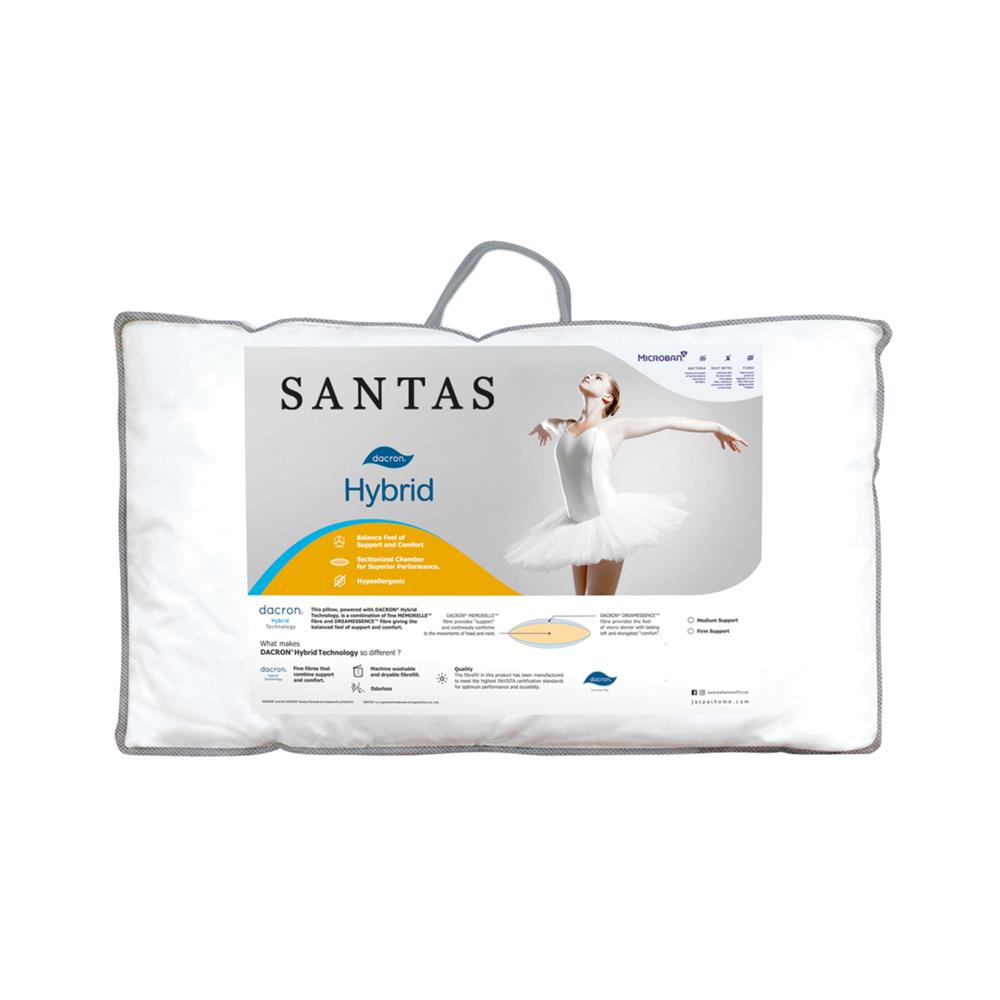 หมอนหนุน ใยสังเคราะห์ SANTAS HYBRID FIRM 19x29 นิ้ว สีขาว