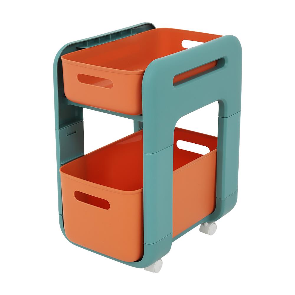 ชั้นวางของ 2 ชั้น มีล้อ STACKO MARU 25.5x38x48.5 ซม. สีส้ม