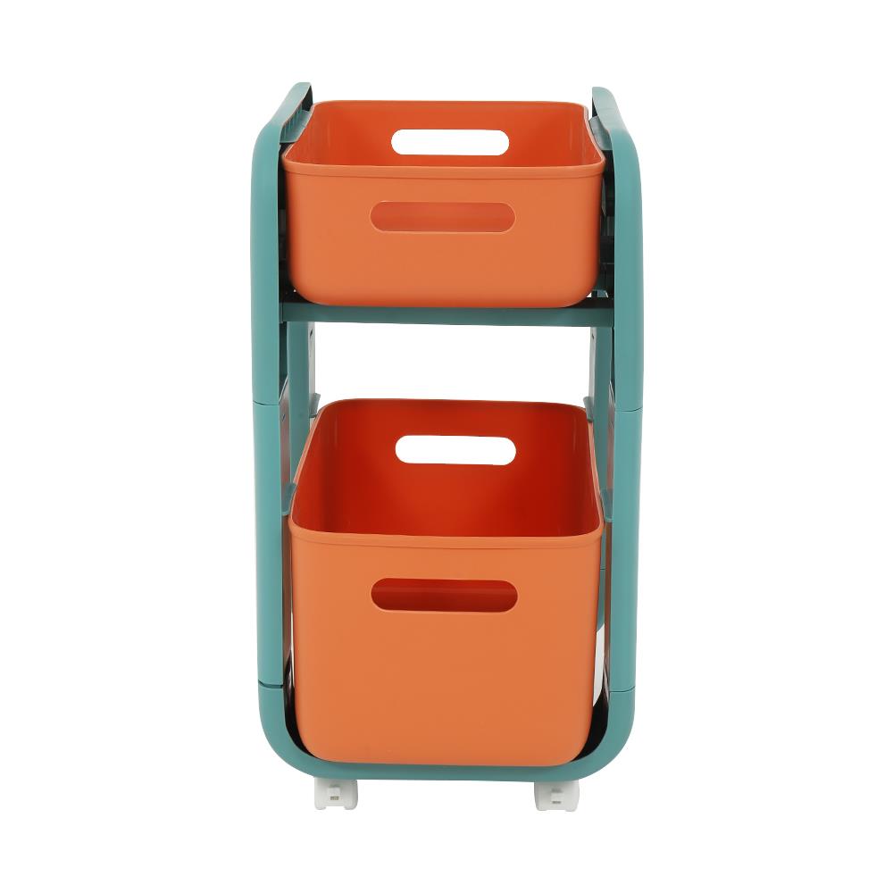 ชั้นวางของ 2 ชั้น มีล้อ STACKO MARU 25.5x38x48.5 ซม. สีส้ม