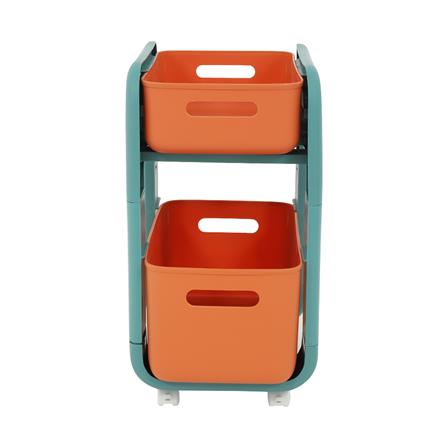 ชั้นวางของ 2 ชั้น มีล้อ STACKO MARU 25.5x38x48.5 ซม. สีส้ม_1