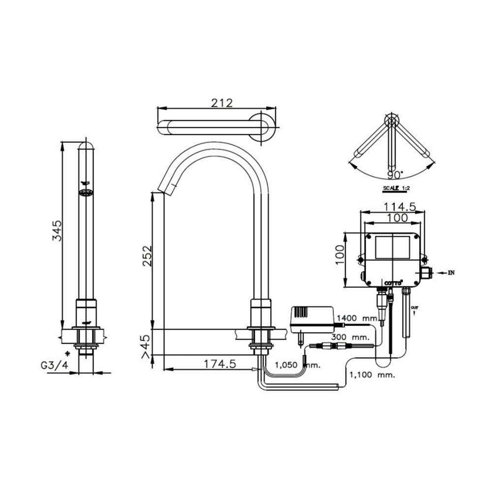 ก๊อกอ่างล้างหน้าอัตโนมัติ COTTO CT4919AC สีโครม