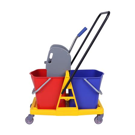 ถังบีบไม้ม็อบก้านโยกมีล้อชนิดถังคู่ ACCO 46 ลิตร สีแดง/ฟ้า_1