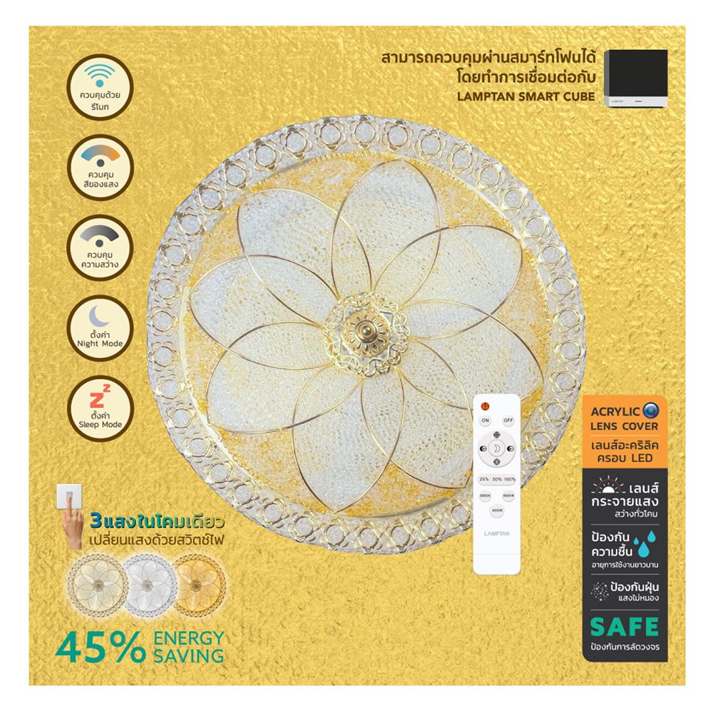 ไฟเพดาน LED LAMPTAN FLORIA EDGE 18 นิ้ว 36 วัตต์ DAYLIGHT/COOL WHITE/WARM WHITE สีขาว