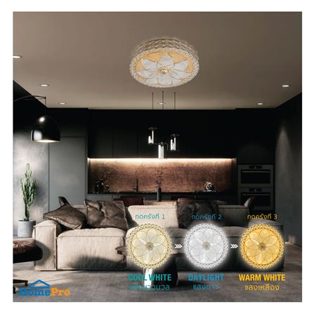 ไฟเพดาน LED LAMPTAN FLORIA EDGE 18 นิ้ว 36 วัตต์ DAYLIGHT/COOL WHITE/WARM WHITE สีขาว_6