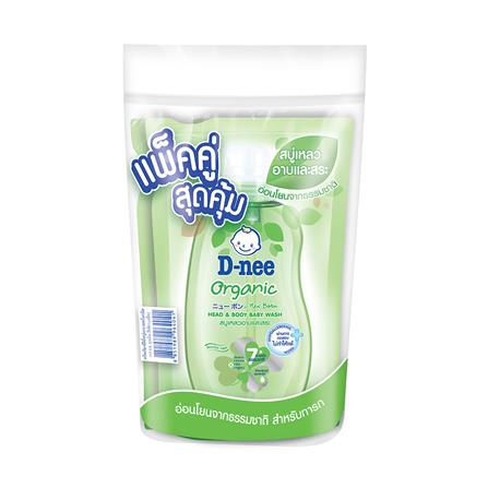รีฟิลสบู่เหลว D-NEE ออร์แกนิคเฮดแอนด์บอดี้วอช 350 มล. แพ็กคู่_0