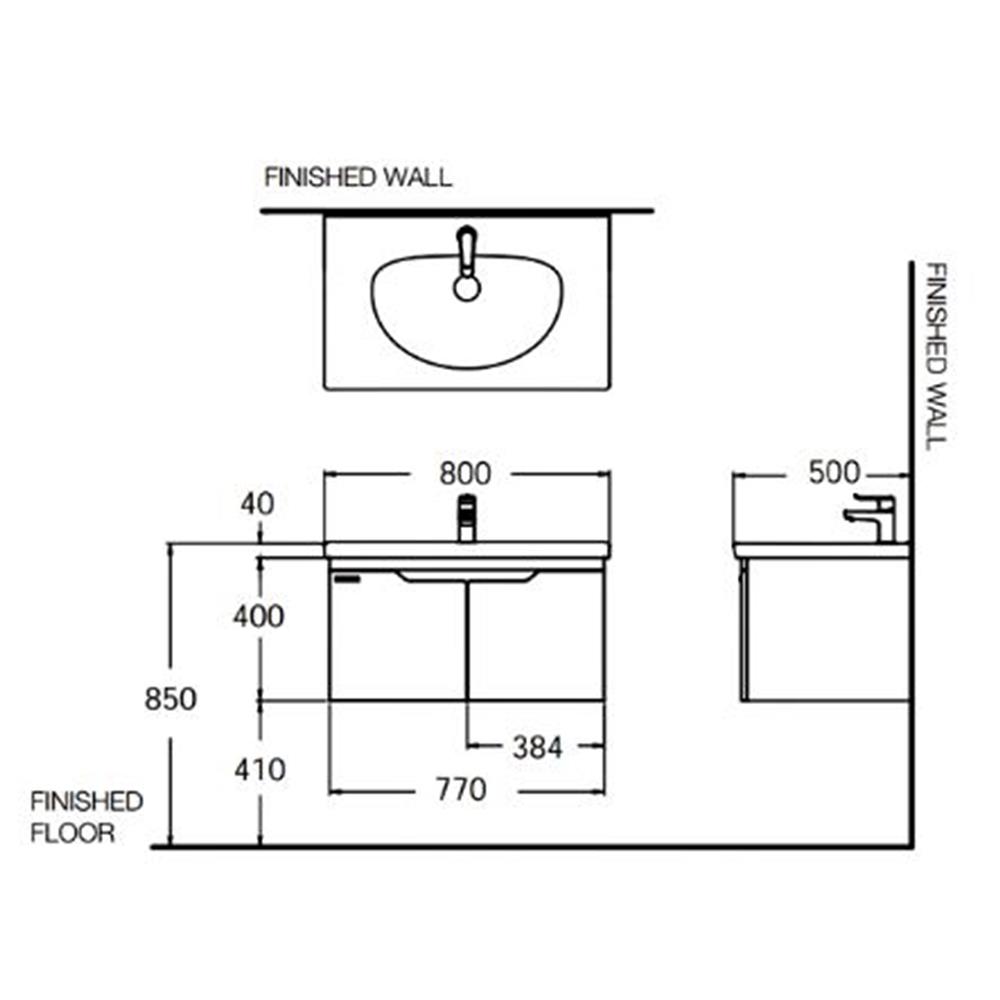 เคาน์เตอร์แขวนผนัง AMERICAN STANDARD CLBF80V-CAAF ลายไม้