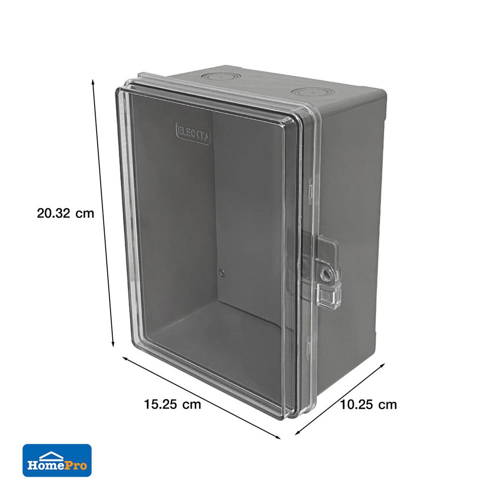 ตู้กันน้ำฝาใส ELECKTA 6x8 นิ้ว สีเทา