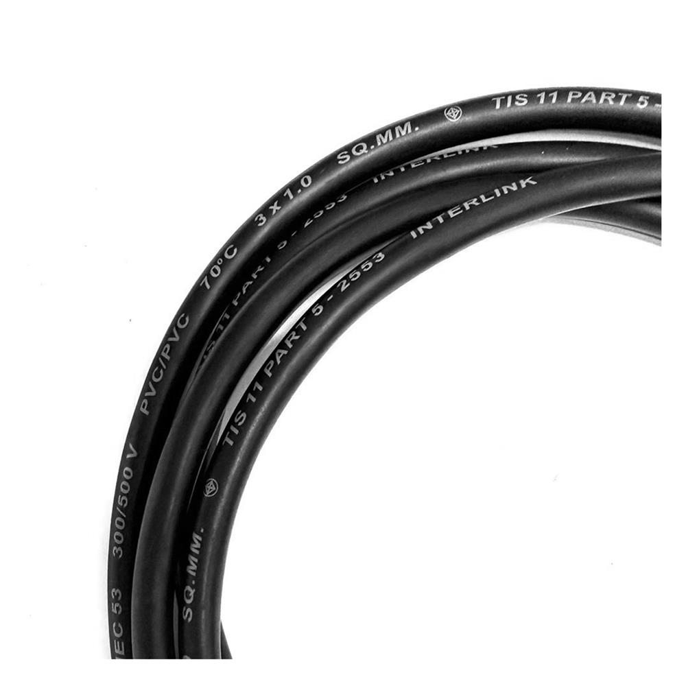 หัวปลั๊ก 3 ขากลม พร้อมสาย VCT SOKAWA 3x1 ตร.มม. 10 ม. สีดำ