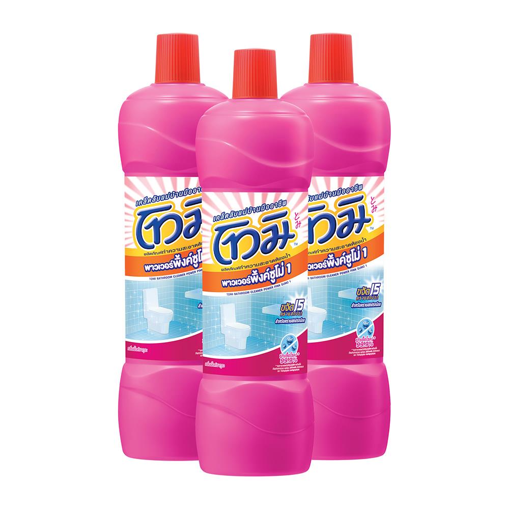 น้ำยาล้างห้องน้ำโทมิ พาวเวอร์พิ้งค์ซูโม่ 850 มล. สีชมพู แพ็ก3