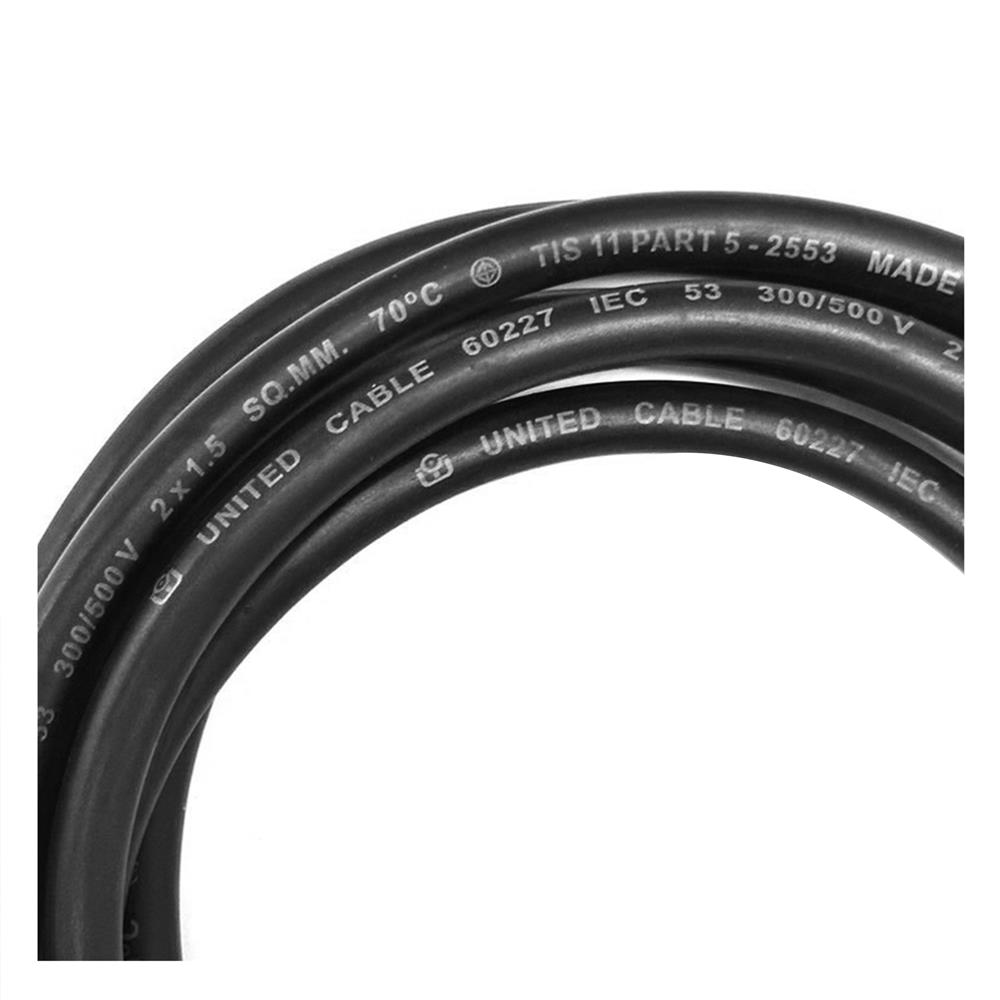 หัวปลั๊ก 2 ขากลม พร้อมสาย VCT SOKAWA 2x1.5 ตร.มม. 3 ม. สีดำ