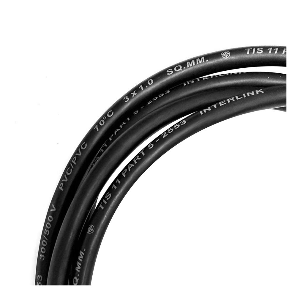 หัวปลั๊ก 3 ขากลม พร้อมสาย VCT SOKAWA 3x1 ตร.มม. 3 ม. สีดำ