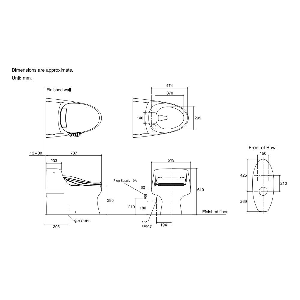 สุขภัณฑ์อัตโนมัติ KOHLER K-29993X-150-0 สีขาว