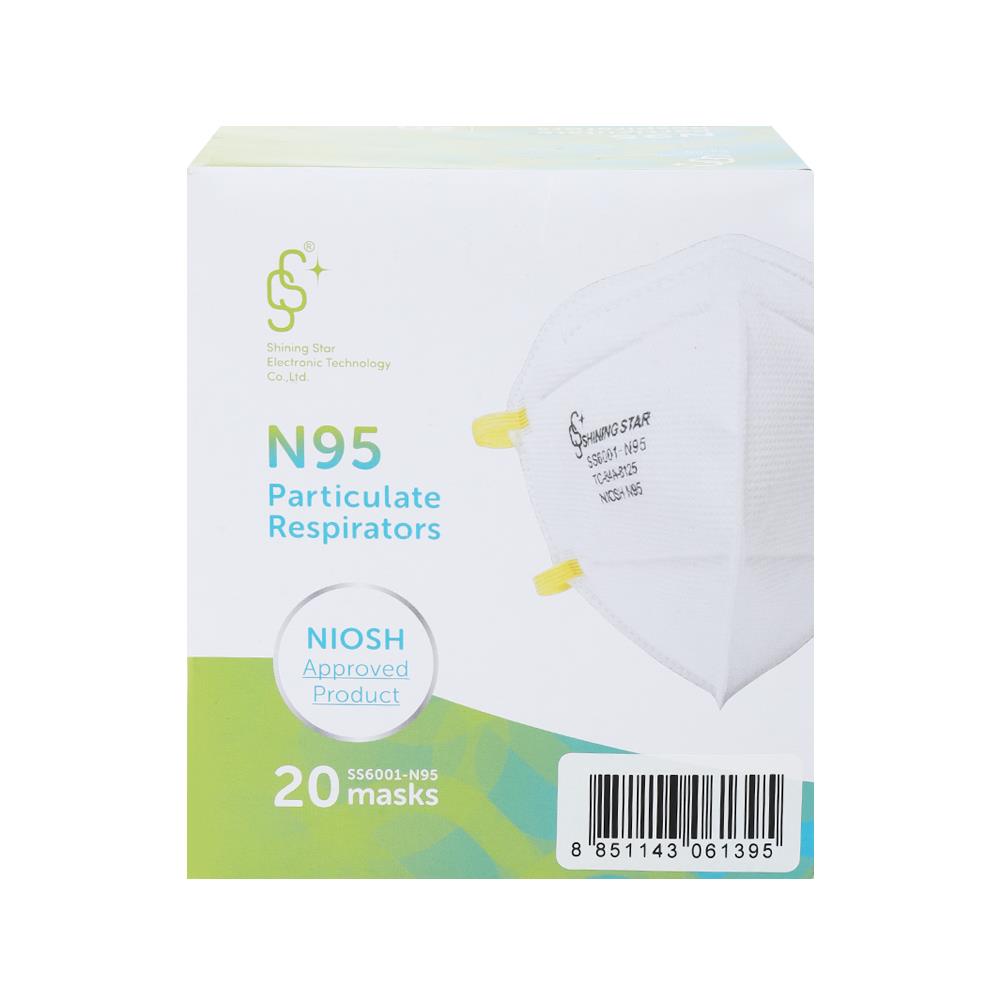 หน้ากากอนามัย N95 PM2.5 SHINING STAR สีขาว 20 ชิ้น
