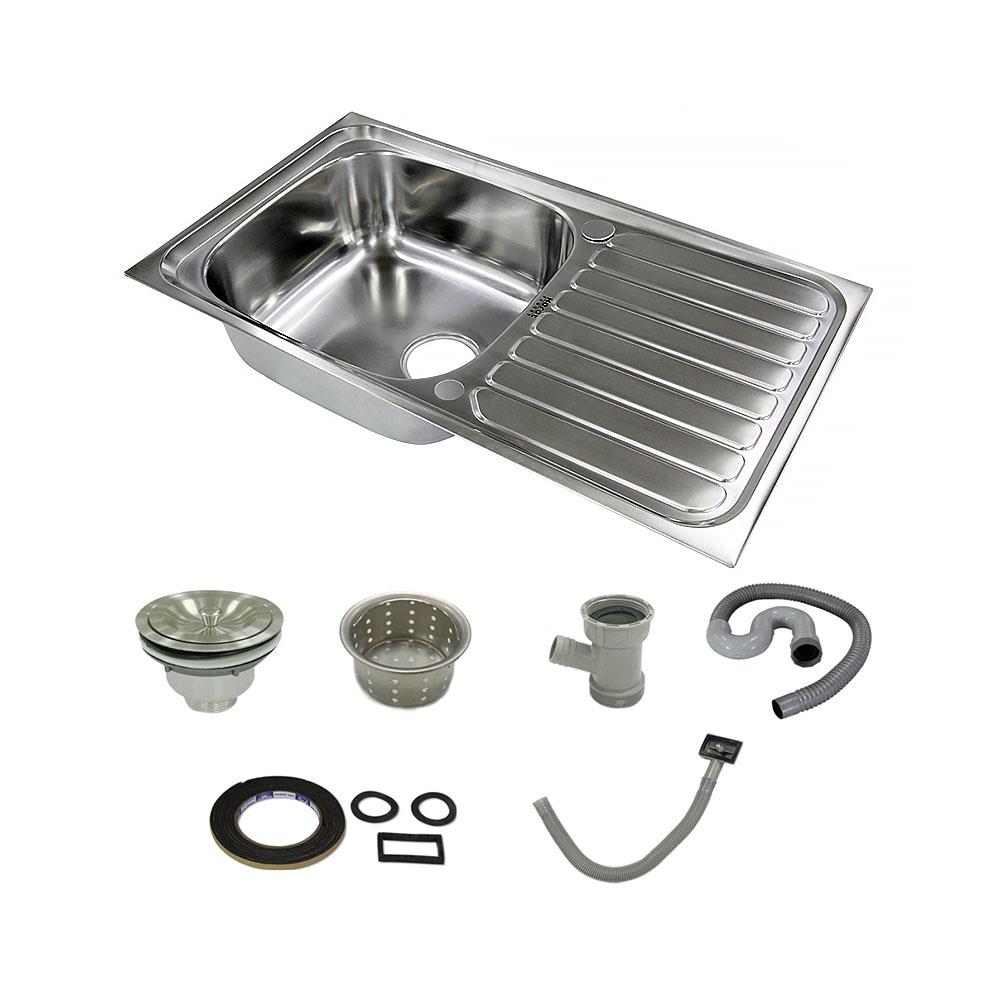 ซิงค์ฝัง 1หลุม 1ที่พัก KARAT FAUCET KK-01-011H-63 สีเงิน