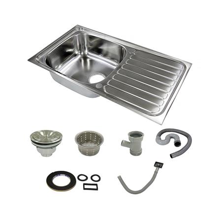 ซิงค์ฝัง 1หลุม 1ที่พัก KARAT FAUCET KK-01-011H-63 สีเงิน_3