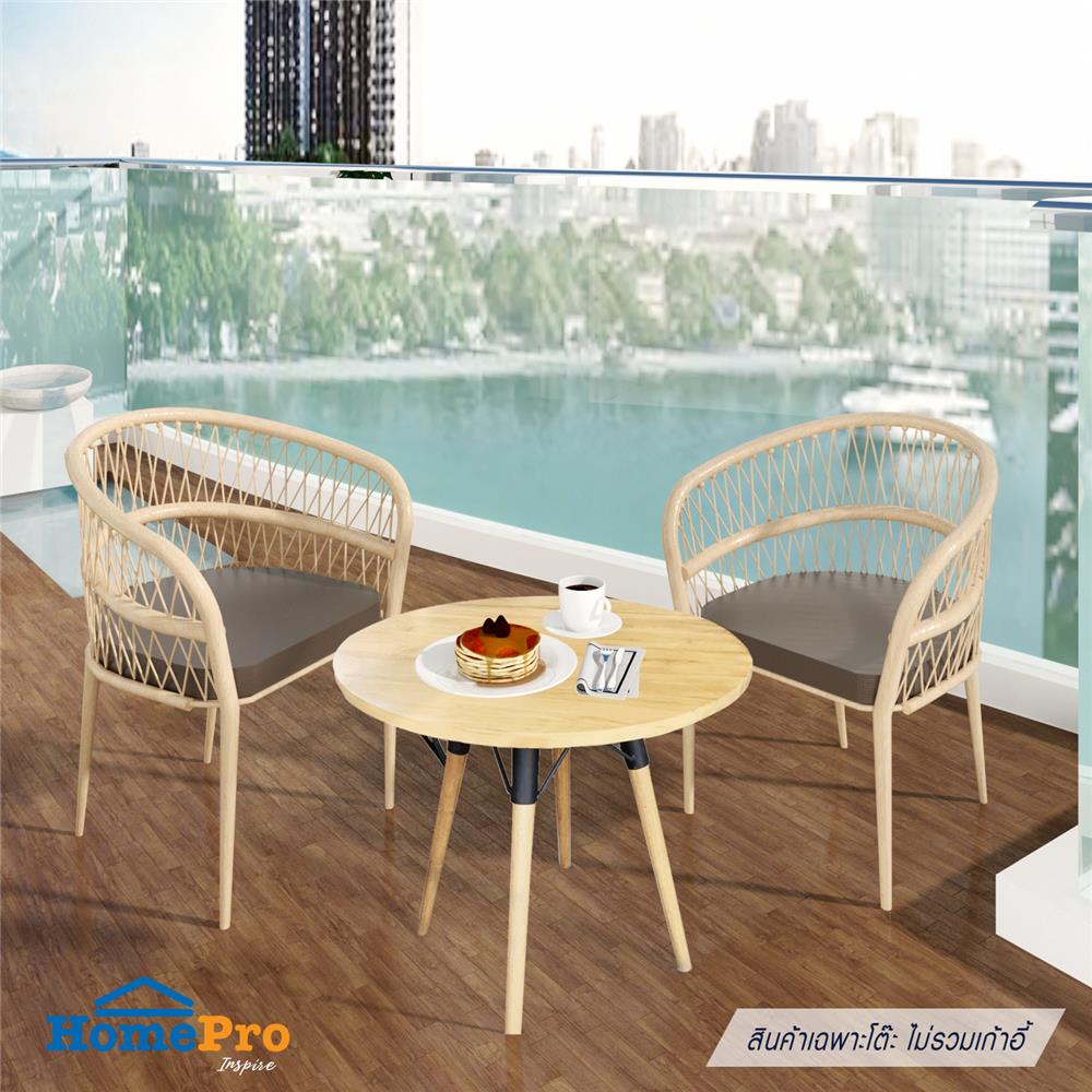 โต๊ะไม้สักกลมขากึง SPRING T11