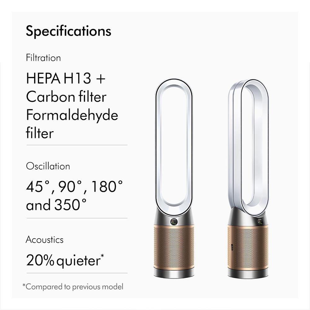 เครื่องฟอกอากาศ DYSON TP09 PCOOL ขาว/ทอง 27 ตารางเมตร
