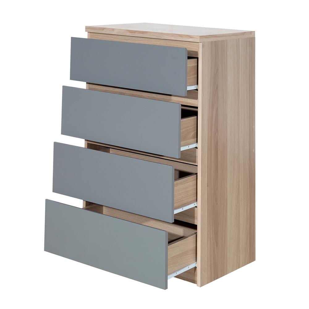 ตู้ลิ้นชัก 4 ลิ้นชัก FURDINI FINN 60 ซม. สีไวท์โอ๊ค/เทา