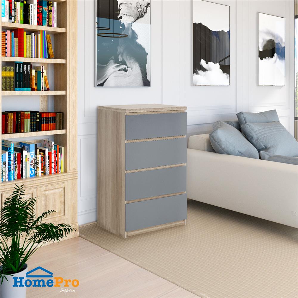 ตู้ลิ้นชัก 4 ลิ้นชัก FURDINI FINN 60 ซม. สีไวท์โอ๊ค/เทา