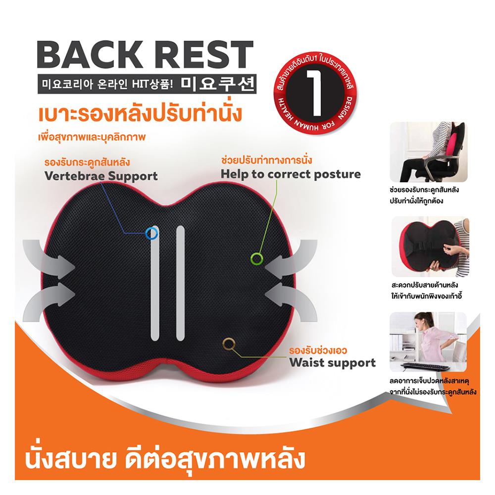 เบาะรองนั่งและรองหลัง ERGOTREND MIYO 15X12 นิ้ว สีแดง-ดำ